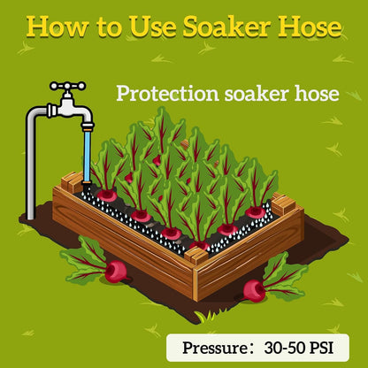 Garden Flat Soaker Hose 1/2" x 15 ft for Garden Beds Drip Irriagtion Hoses Heavy Duty Save Water 80%
