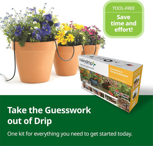 R560DP Drip Watering System, Automatic Drip Irrigation System with Timer for Containers and Hanging Baskets, Waters up to 20 Plants, Includes 20 Drippers, Black