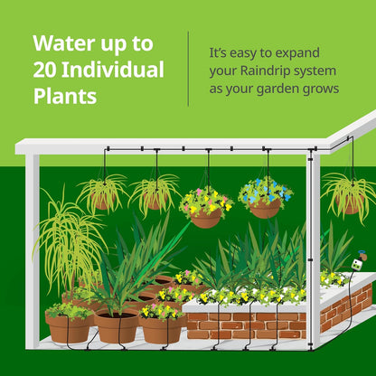 R560DP Drip Watering System, Automatic Drip Irrigation System with Timer for Containers and Hanging Baskets, Waters up to 20 Plants, Includes 20 Drippers, Black
