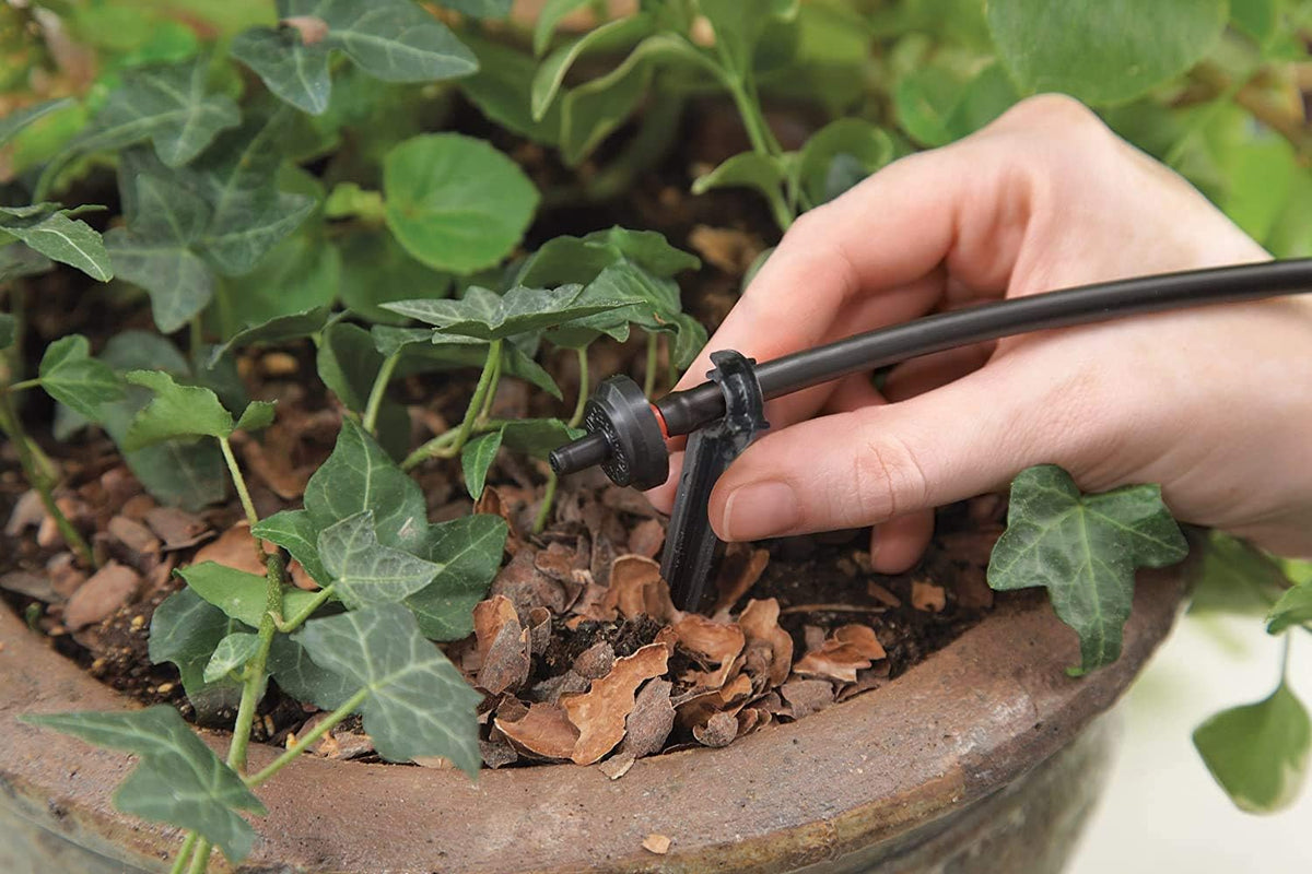 R560DP Drip Watering System, Automatic Drip Irrigation System with Timer for Containers and Hanging Baskets, Waters up to 20 Plants, Includes 20 Drippers, Black