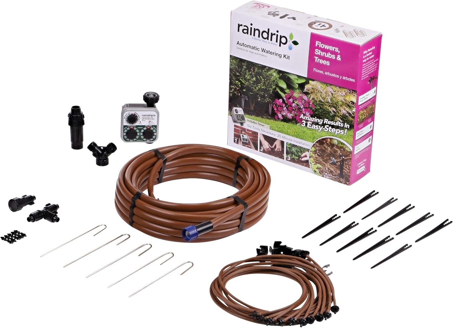 R560DP Drip Watering System, Automatic Drip Irrigation System with Timer for Containers and Hanging Baskets, Waters up to 20 Plants, Includes 20 Drippers, Black
