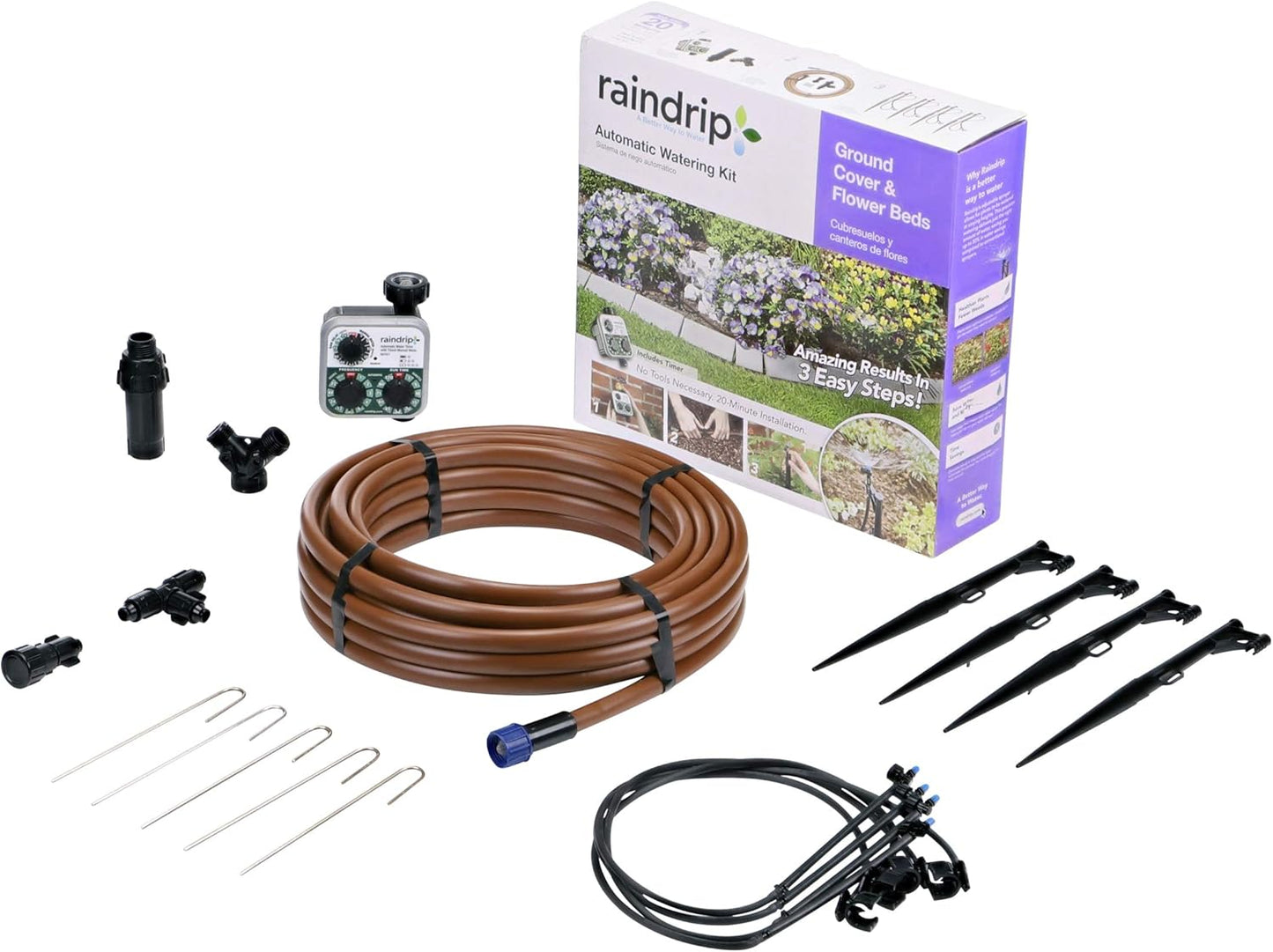 R560DP Drip Watering System, Automatic Drip Irrigation System with Timer for Containers and Hanging Baskets, Waters up to 20 Plants, Includes 20 Drippers, Black