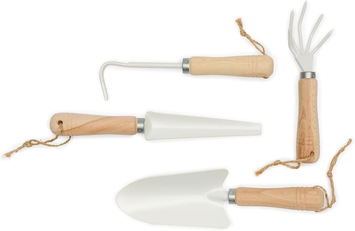 Hand Cultivator Gardening Tool, Durable Powder-Coated Metal and Natural Untreated Beechwood Handle, Hanging Loop