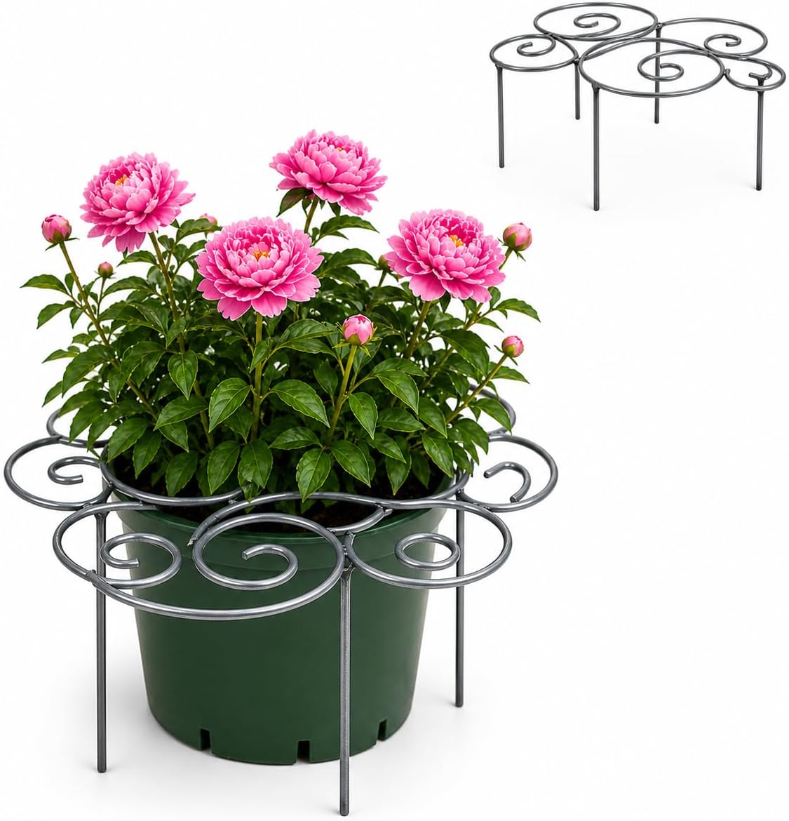 Plant Support Ring for Outdoor Plants, 15.94 x 15.94 in Metal Garden Stake, Decorative Peony Support Cage for Potted Flowers, Hydrangeas, Roses, 1 Pack