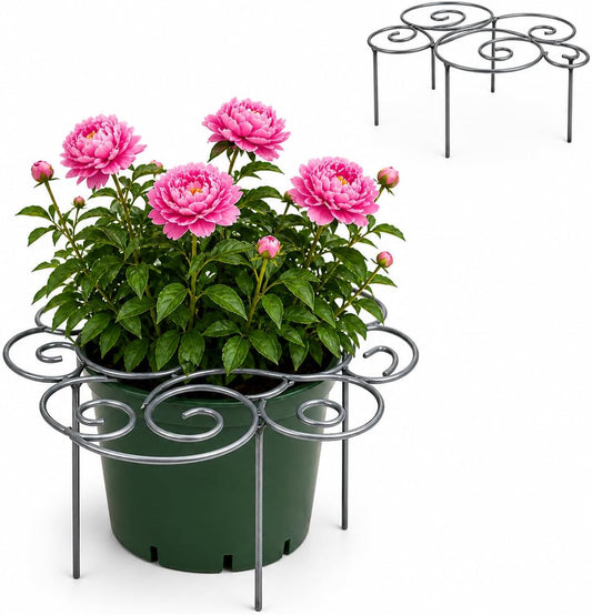 Plant Support Ring for Outdoor Plants, 15.94 x 15.94 in Metal Garden Stake, Decorative Peony Support Cage for Potted Flowers, Hydrangeas, Roses, 1 Pack