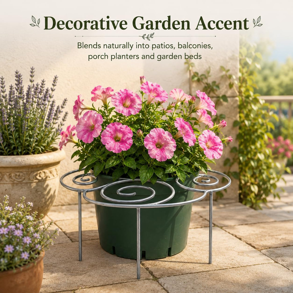Plant Support Ring for Outdoor Plants, 15.94 x 15.94 in Metal Garden Stake, Decorative Peony Support Cage for Potted Flowers, Hydrangeas, Roses, 1 Pack