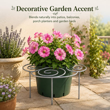 Plant Support Ring for Outdoor Plants, 15.94 x 15.94 in Metal Garden Stake, Decorative Peony Support Cage for Potted Flowers, Hydrangeas, Roses, 1 Pack