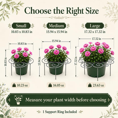 Plant Support Ring for Outdoor Plants, 15.94 x 15.94 in Metal Garden Stake, Decorative Peony Support Cage for Potted Flowers, Hydrangeas, Roses, 1 Pack