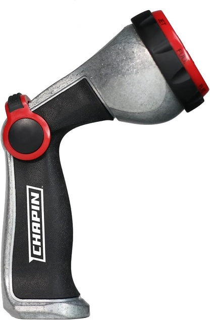 International 4610 Professional Heavy Duty 7-way Spray Nozzle With Ergonomic Rubber Grip, Black/Red