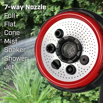 International 4610 Professional Heavy Duty 7-way Spray Nozzle With Ergonomic Rubber Grip, Black/Red