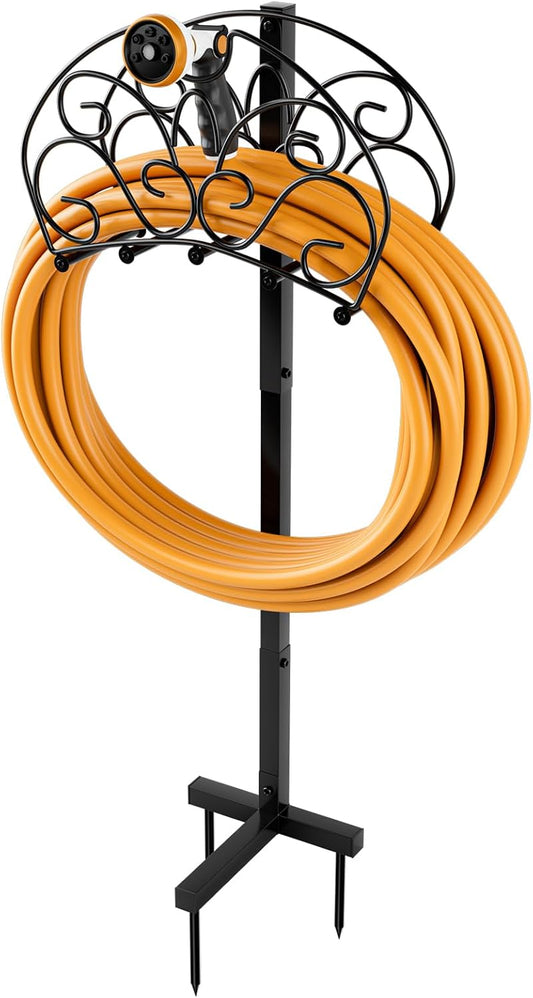 Garden Hose Holder Stand, Not Water Hose Holder Freestanding with 3 Anchor Points, Fit to 150ft Water Pipes, Heavy Duty Metal Hose Hanger Freestanding for Outside Yard Lawn (Hose Not Included)