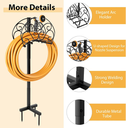 Garden Hose Holder Stand, Not Water Hose Holder Freestanding with 3 Anchor Points, Fit to 150ft Water Pipes, Heavy Duty Metal Hose Hanger Freestanding for Outside Yard Lawn (Hose Not Included)