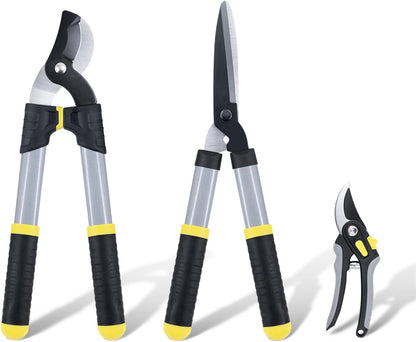 Loppers Hedge Clippers Garden Shears 3Pcs, 17’’ Gardening Scissors