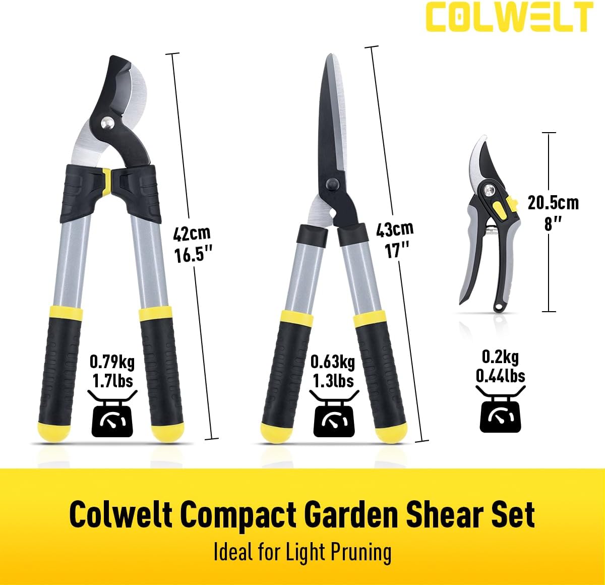 Loppers Hedge Clippers Garden Shears 3Pcs, 17’’ Gardening Scissors