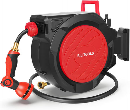 Retractable Garden Water Hose Reel, 1/2" x 50 ft Wall Mount