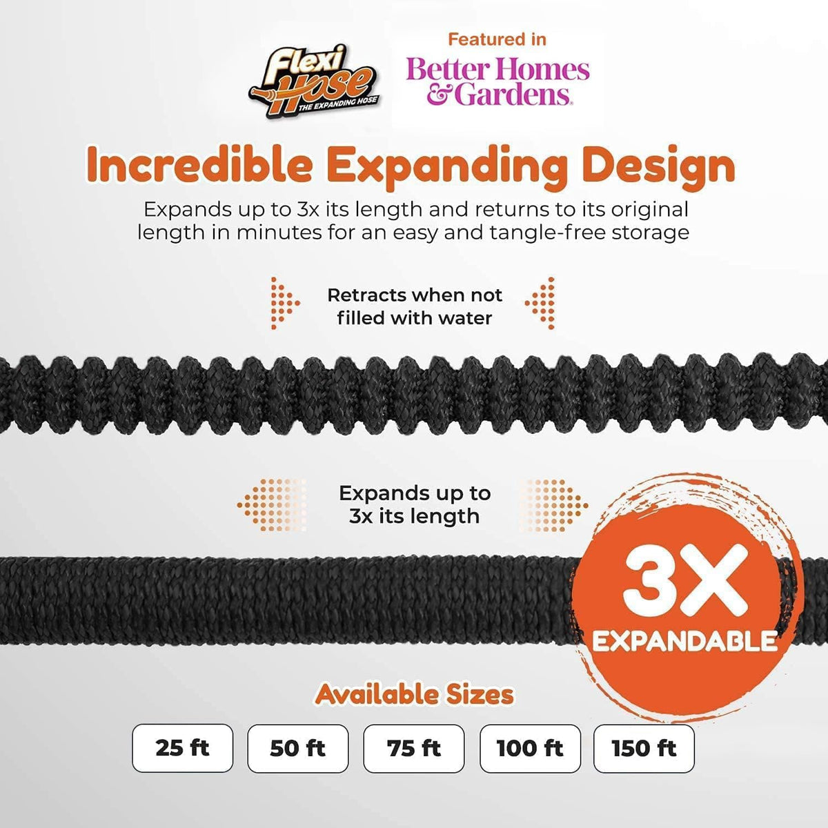 with 8 Function Nozzle, 100FT - Lightweight Expandable Garden Hose, No-Kink Flexibility, 3/4 Inch Solid Brass Fittings and Double Latex Core