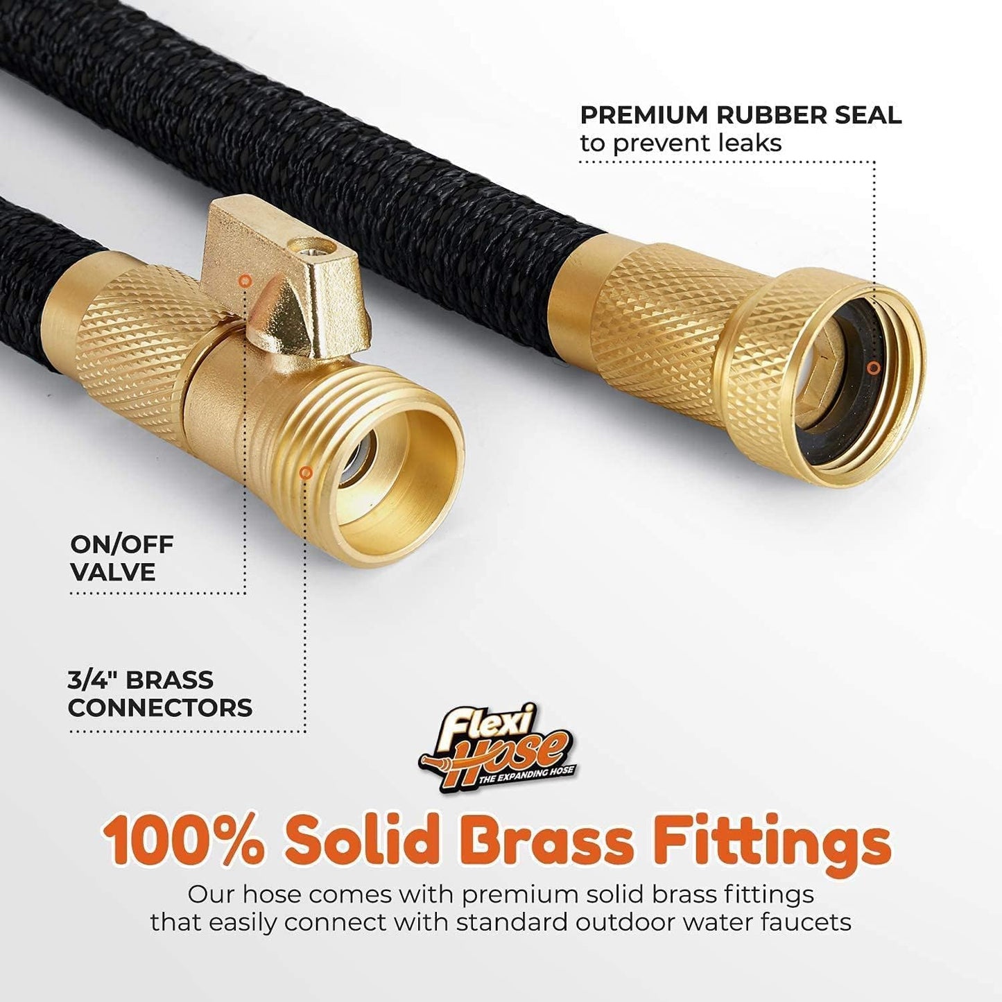 with 8 Function Nozzle, 100FT - Lightweight Expandable Garden Hose, No-Kink Flexibility, 3/4 Inch Solid Brass Fittings and Double Latex Core