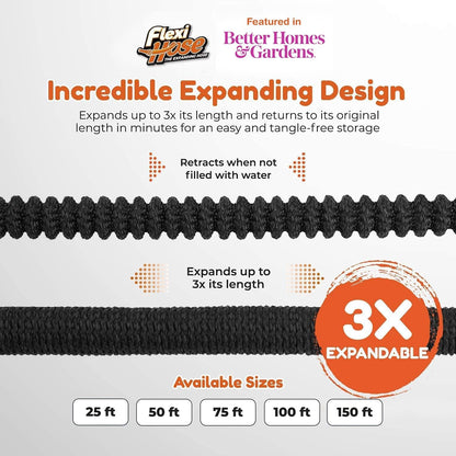 with 8 Function Nozzle, 100FT - Lightweight Expandable Garden Hose, No-Kink Flexibility, 3/4 Inch Solid Brass Fittings and Double Latex Core