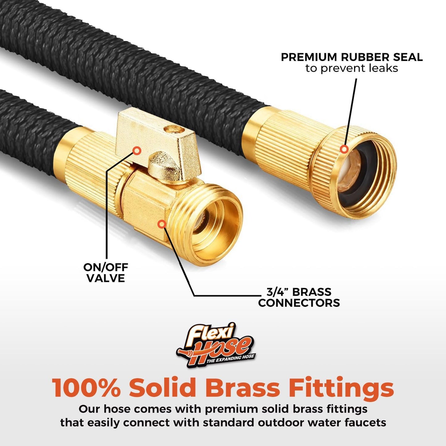 with 8 Function Nozzle, 100FT - Lightweight Expandable Garden Hose, No-Kink Flexibility, 3/4 Inch Solid Brass Fittings and Double Latex Core