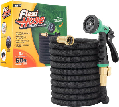 with 8 Function Nozzle, 100FT - Lightweight Expandable Garden Hose, No-Kink Flexibility, 3/4 Inch Solid Brass Fittings and Double Latex Core