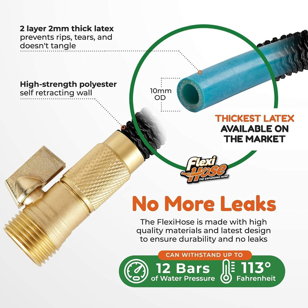 with 8 Function Nozzle, 100FT - Lightweight Expandable Garden Hose, No-Kink Flexibility, 3/4 Inch Solid Brass Fittings and Double Latex Core