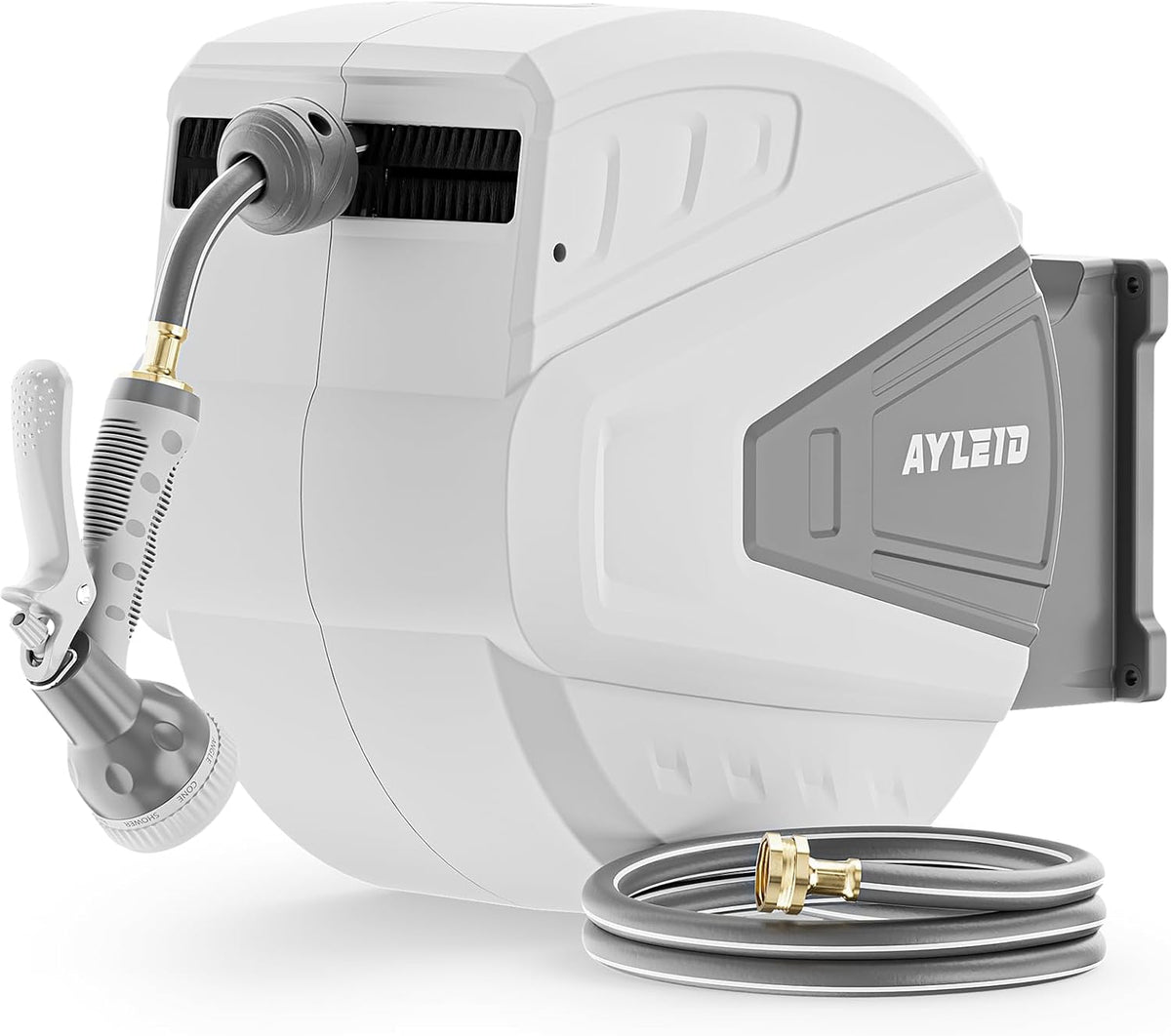 Retractable Rubber Hybrid Garden Hose Reel, 1/2"x130ft Wall Mount