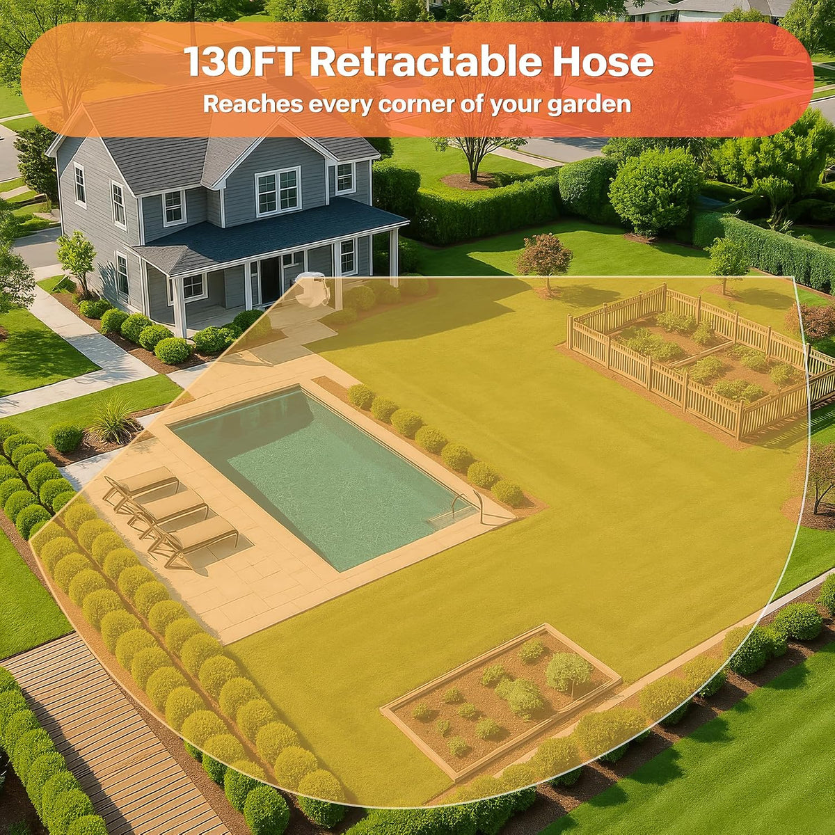 Retractable Rubber Hybrid Garden Hose Reel, 1/2"x130ft Wall Mount