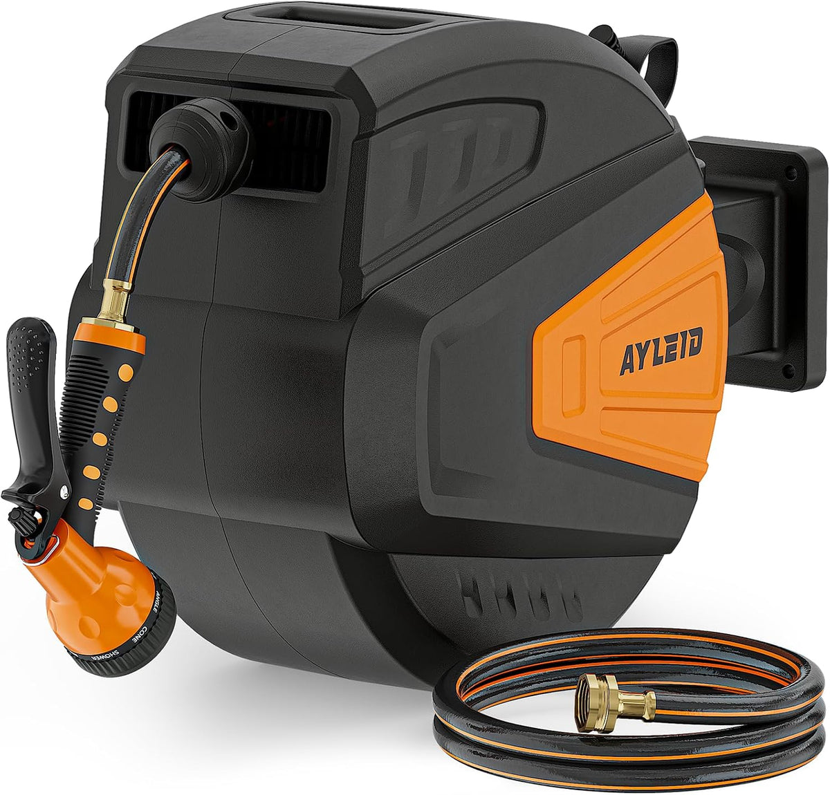 Retractable Rubber Hybrid Garden Hose Reel, 1/2"x130ft Wall Mount