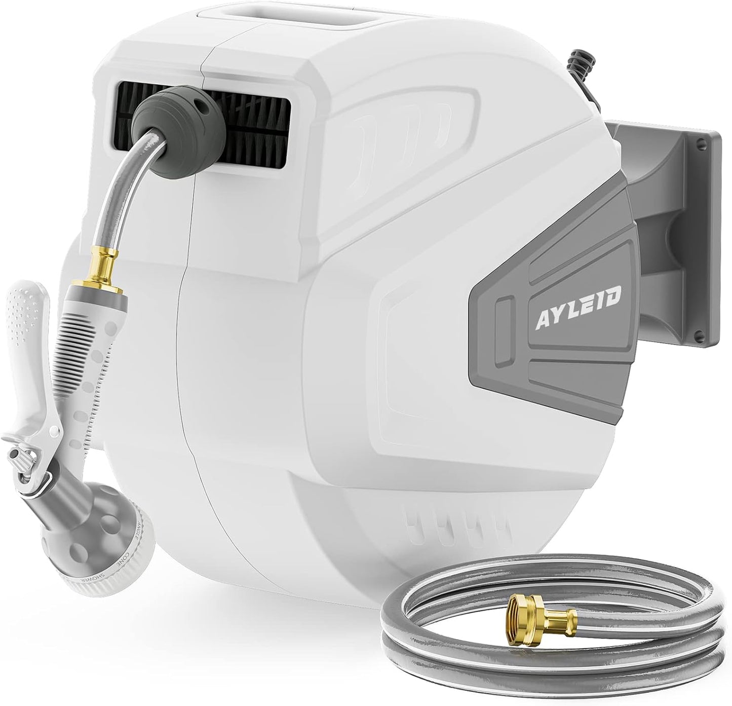 Retractable Rubber Hybrid Garden Hose Reel, 1/2"x130ft Wall Mount