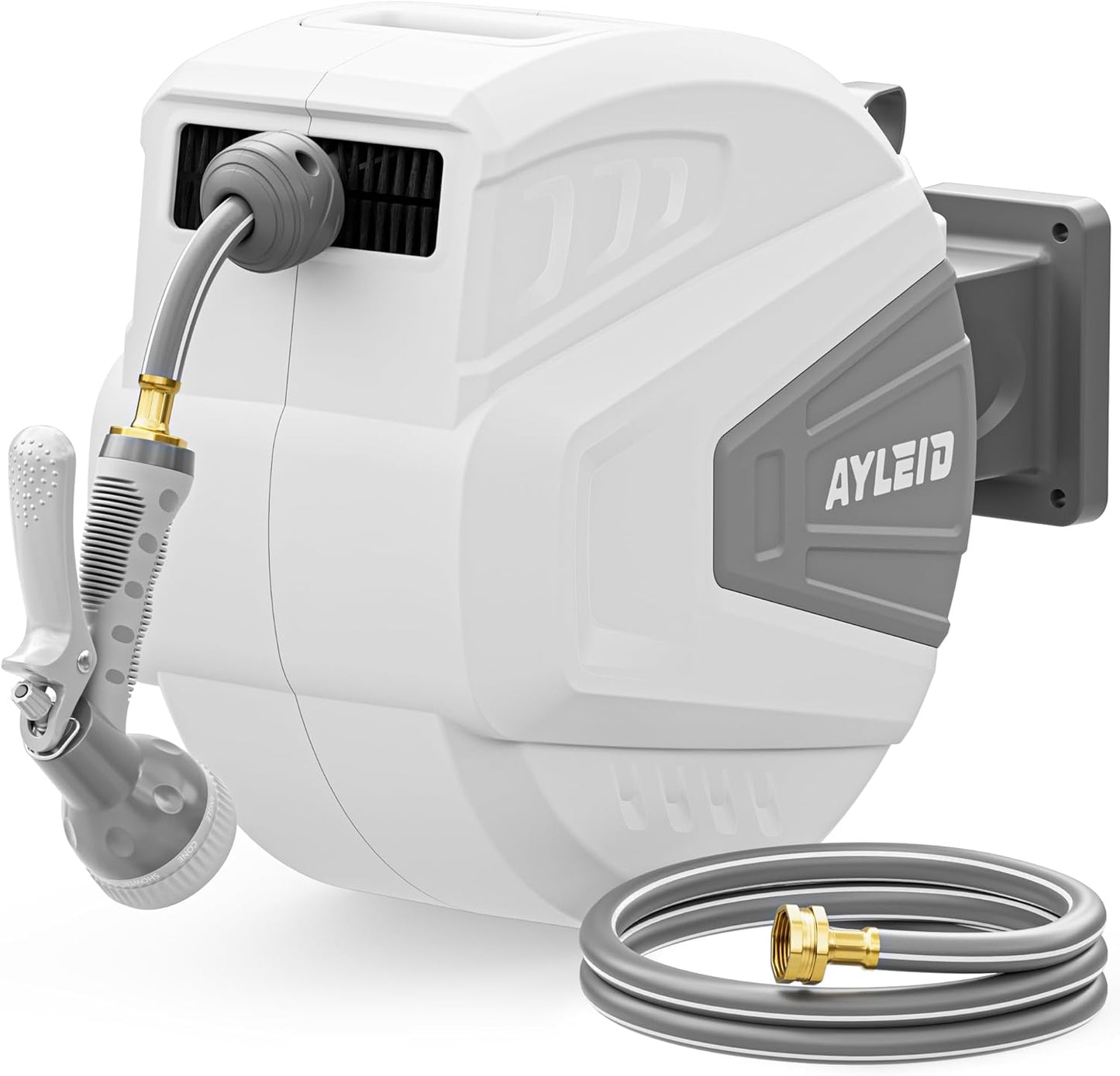Retractable Rubber Hybrid Garden Hose Reel, 1/2"x130ft Wall Mount