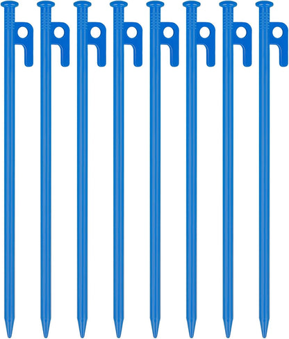 8 Pack Tent Stakes Heavy Duty 12 inch Steel Tent Pegs for Camping Unbreakable and Inflexible