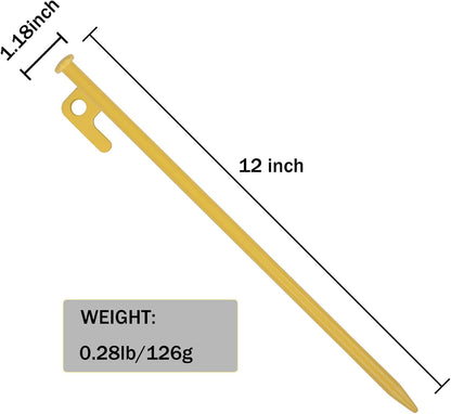 8 Pack Tent Stakes Heavy Duty 12 inch Steel Tent Pegs for Camping Unbreakable and Inflexible