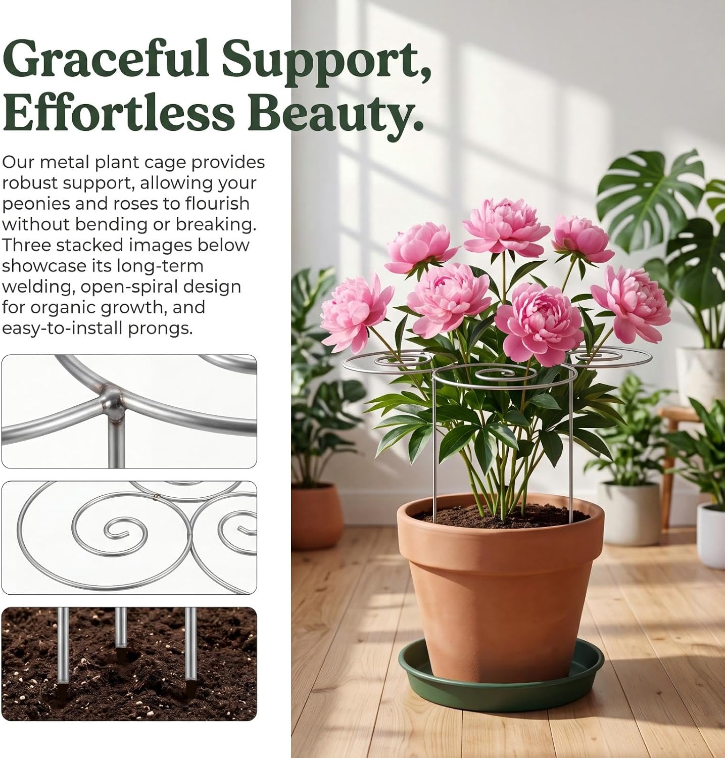 Peony Cages and Supports, Plant Support Garden Stakes, Peony Plant Support