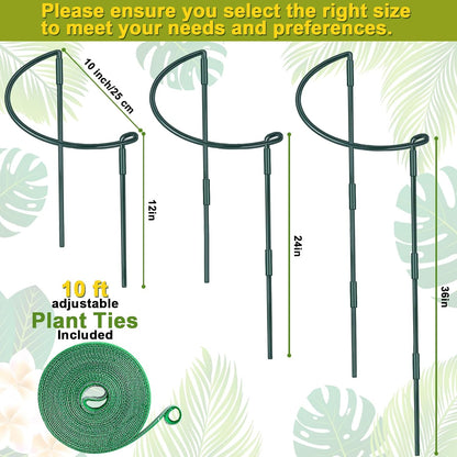 4 Pack Height Adjustable Metal Plant Support (36" H or 24" H or 12" H), Heavy Duty Peony Cages and Supports, Half Round Tall Plant Support Ring for Outdoor Indoor Plant Hydrangea Flower