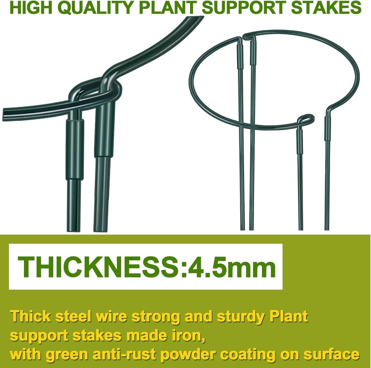4 Pack Height Adjustable Metal Plant Support (36" H or 24" H or 12" H), Heavy Duty Peony Cages and Supports, Half Round Tall Plant Support Ring for Outdoor Indoor Plant Hydrangea Flower