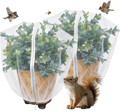 Blueberry Bush Netting Cover 2 Pack, 4.5 x 4.5 ft, Bird Netting with Zipper