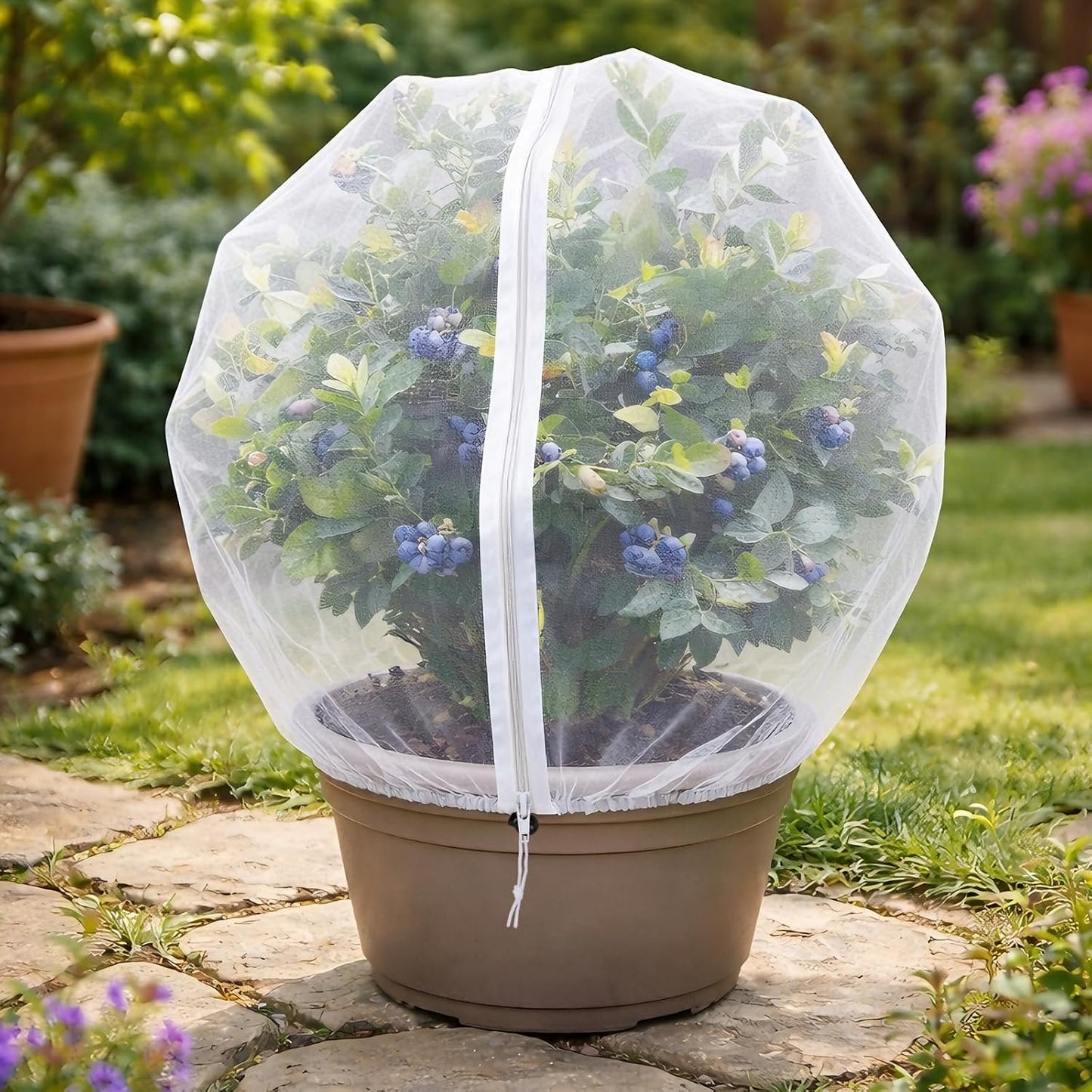 Blueberry Bush Netting Cover 2 Pack, 4.5 x 4.5 ft, Bird Netting with Zipper