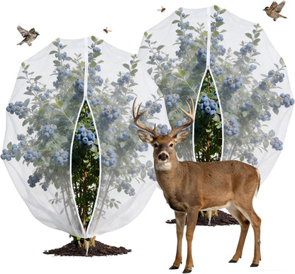 Blueberry Bush Netting Cover 2 Pack, 4.5 x 4.5 ft, Bird Netting with Zipper
