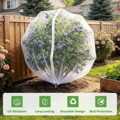 Blueberry Bush Netting Cover 2 Pack, 4.5 x 4.5 ft, Bird Netting with Zipper