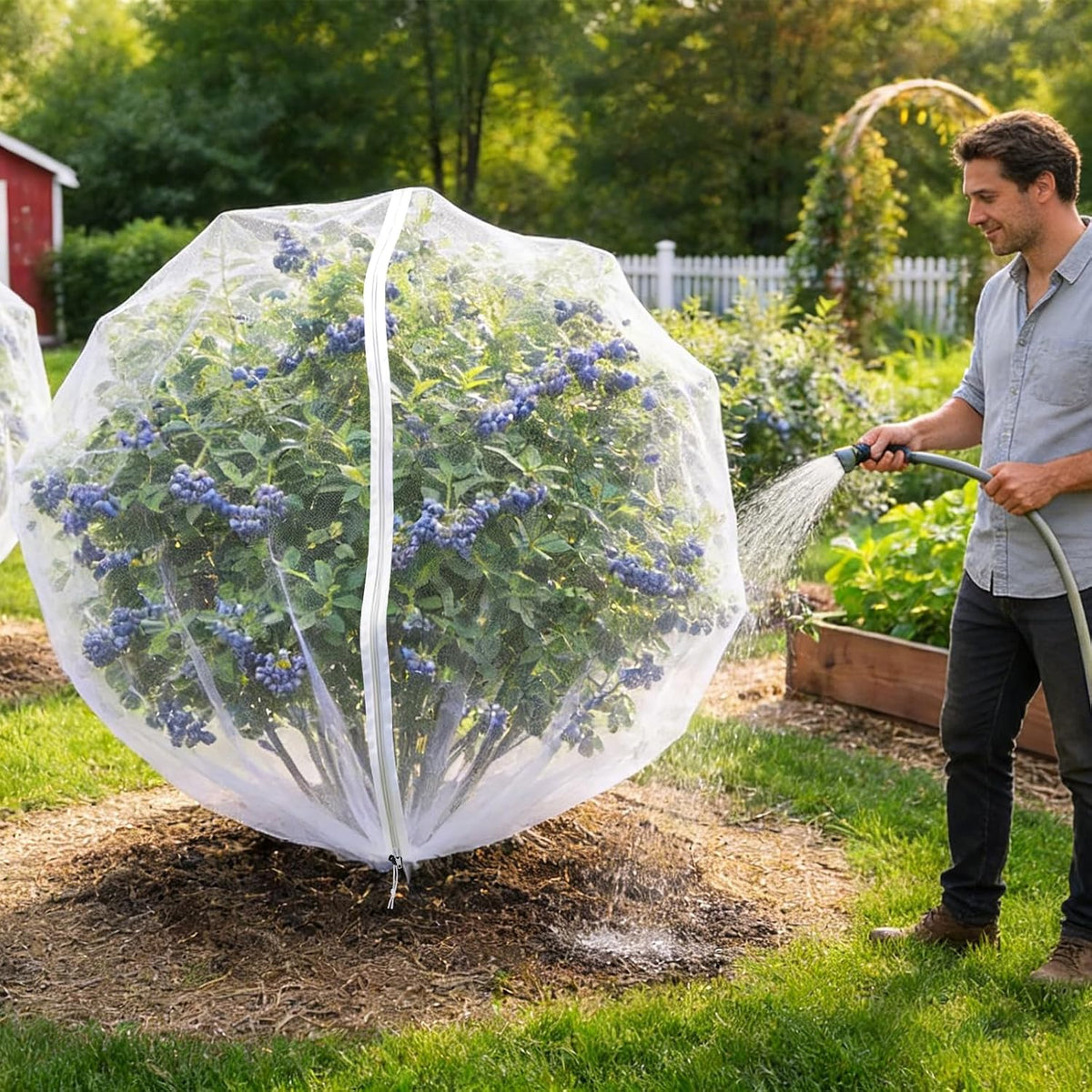 Blueberry Bush Netting Cover 2 Pack, 4.5 x 4.5 ft, Bird Netting with Zipper