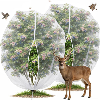 Blueberry Bush Netting Cover 2 Pack, 4.5 x 4.5 ft, Bird Netting with Zipper