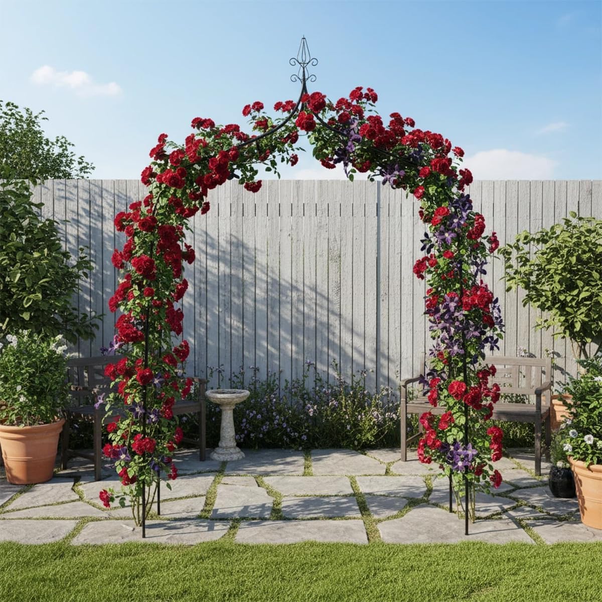 Thick Metal Garden Arch Rust-Proof Heavy Duty for Climbing Vines & Wedding