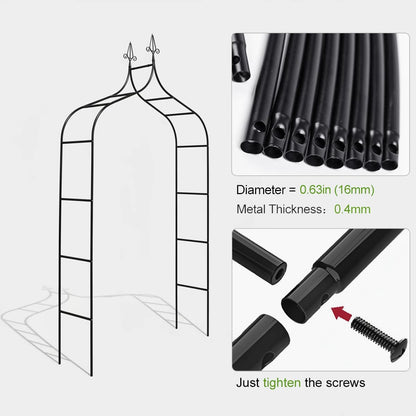 Thick Metal Garden Arch Rust-Proof Heavy Duty for Climbing Vines & Wedding