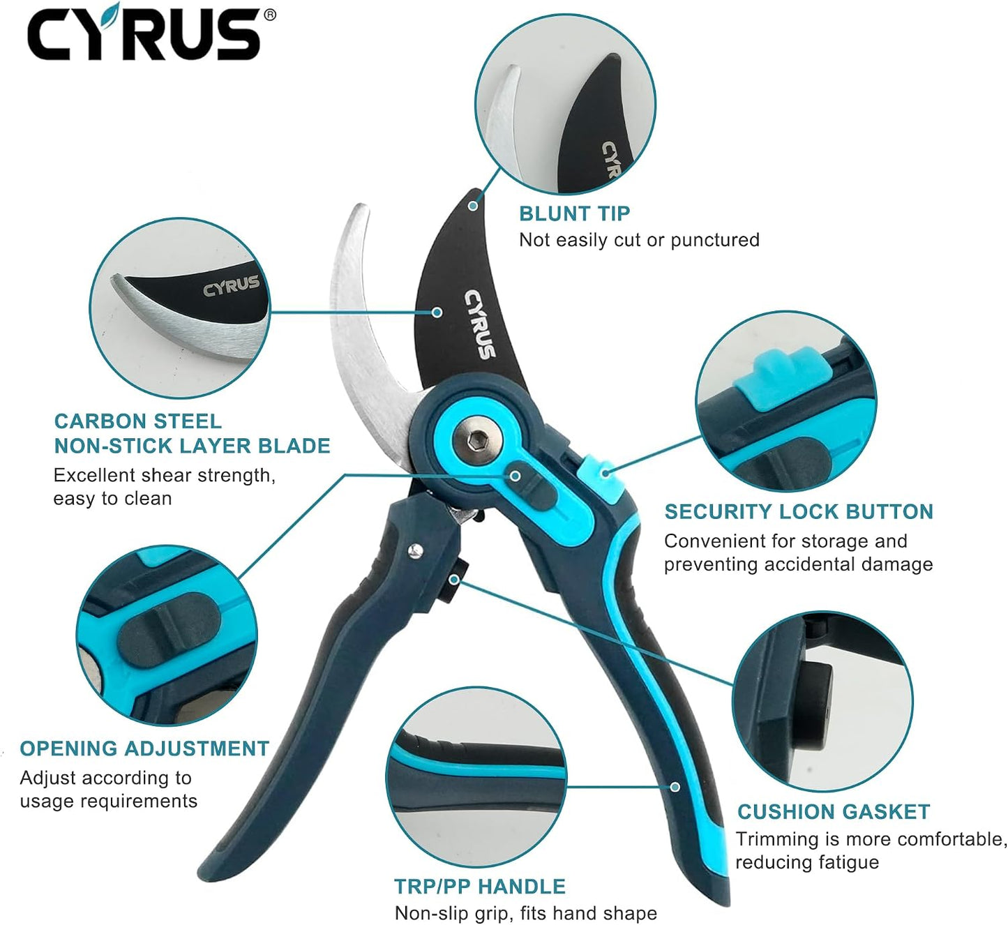 8 Inch Labor Saving Bypass Pruners 2 Adjustable Jaw Openings Garden Shears