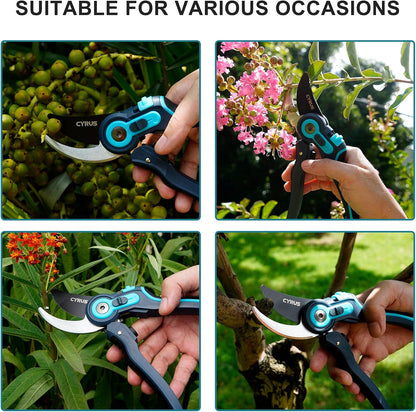 8 Inch Labor Saving Bypass Pruners 2 Adjustable Jaw Openings Garden Shears