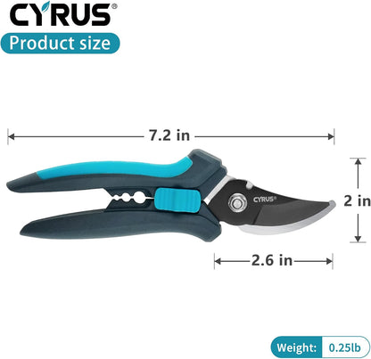 8 Inch Labor Saving Bypass Pruners 2 Adjustable Jaw Openings Garden Shears