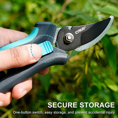 8 Inch Labor Saving Bypass Pruners 2 Adjustable Jaw Openings Garden Shears