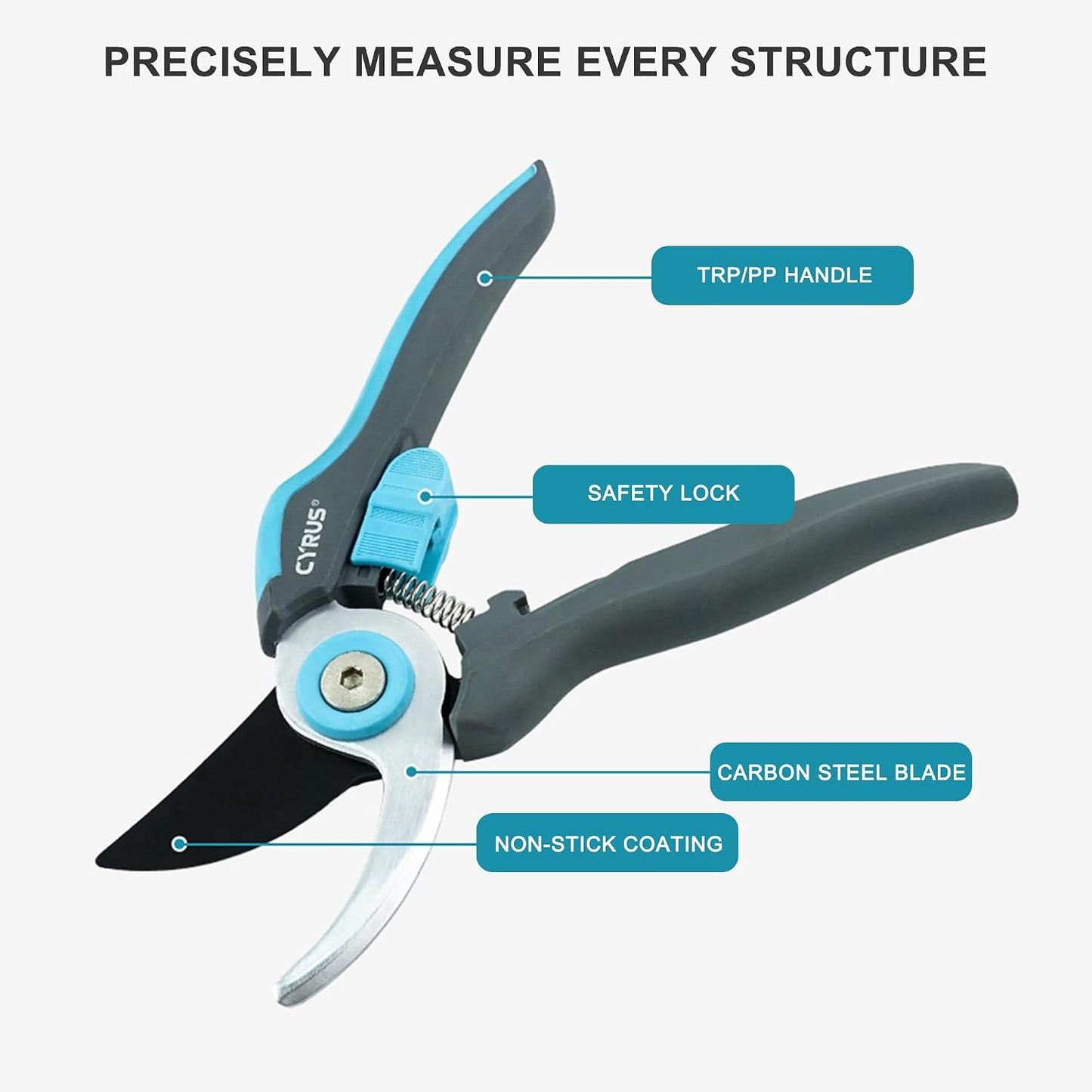 8 Inch Labor Saving Bypass Pruners 2 Adjustable Jaw Openings Garden Shears