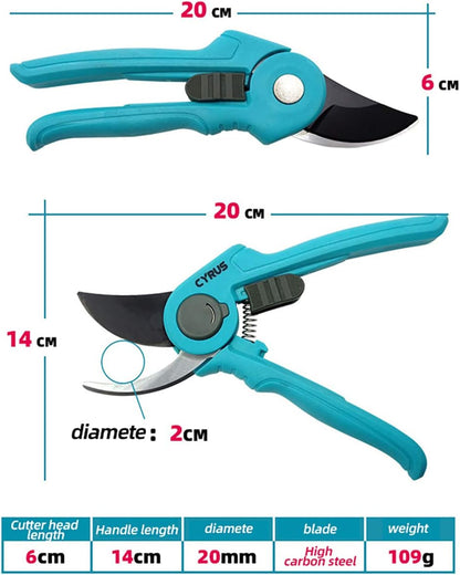 8 Inch Labor Saving Bypass Pruners 2 Adjustable Jaw Openings Garden Shears