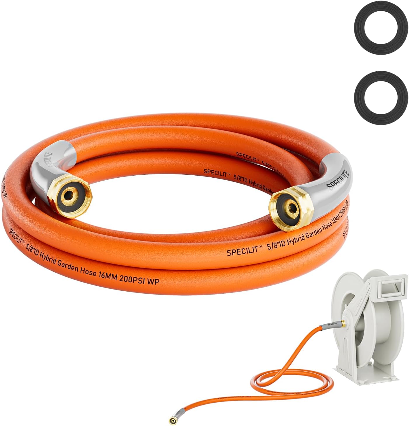 Short Garden Water Hose 10ft x3/4" Dual Female Connector for Reel